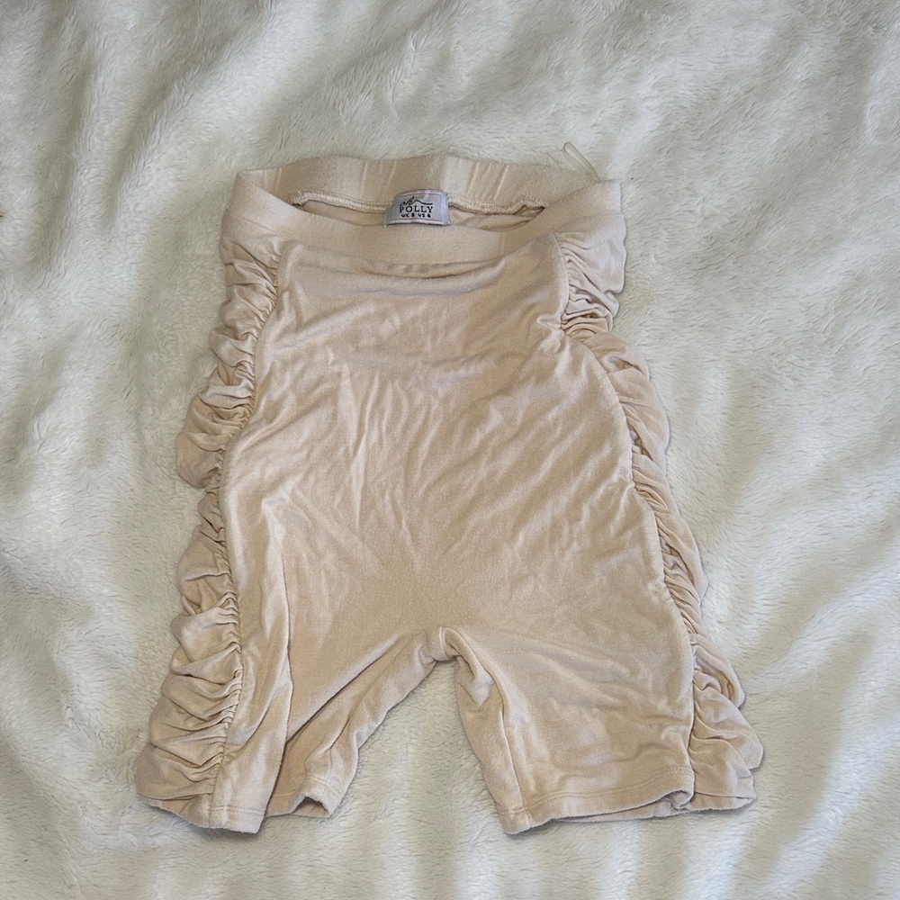 Oh Polly Cream Ruffled Baby Biker Shorts